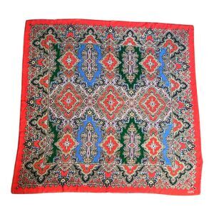 Vintage 80s Echo Club 7 Large Indian print Wool blend square Scarf